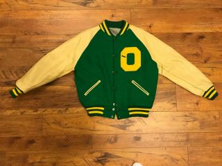 Vintage U Of O " Oregon " Varsity Letterman Jacket: Tm Athletics Size 44 Usa
