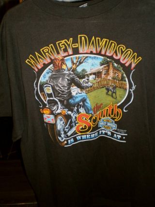 Vintage 1990 3d Emblem Harley Davidson The South Is Where Its At 50 Yrs Daytona