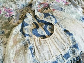 Gunne Sax Blue Floral Lace Maxi Long Sheer Sleeve Dress Vtg Hippie S M