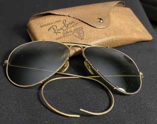 Vintage Bausch & Lomb 1/10 12k Gf Gold Ray Ban Aviator Wrap Around Sunglasses