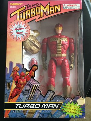 1996 Talking Turbo Man Deluxe 13.  5 " Action Figure Box