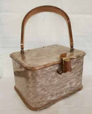 Llewellyn Nyc Inc.  Vintage Lucite Purse Handbag " Cafe Au Lait " Color