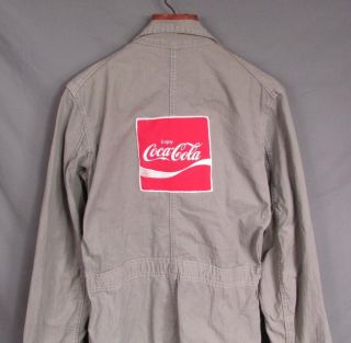 Vintage 1950s Coca Cola Gray Herringbone Twill Work Coveralls Patch Uniform Coke
