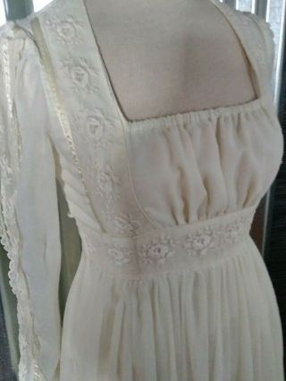 Vintage Gunne Sax Dress Maxi Prairie Embroidered Lace Size 9