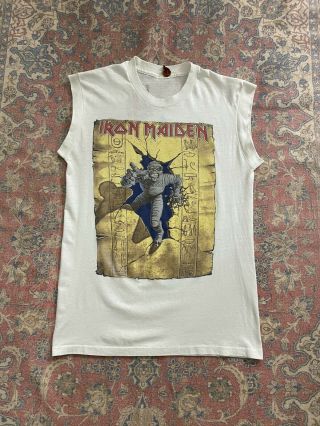 Vintage 1985 Iron Maiden World Slavery Sleeveless Shirt Size Large