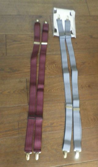 2 Pairs Of Mens Vintage Trouser Braces With Metal Clasps