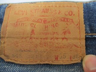 Vintage Levi ' s 505 Big E Denim Jeans Tag Size 35 X 36 5