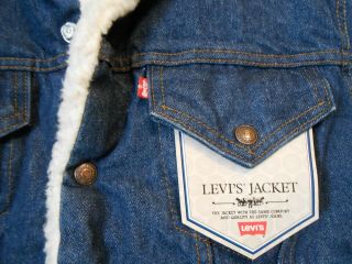 Vintage Levi ' s Sherpa Lined Made in USA Jean Jacket WITH TAGS Size 40R Men ' s 4
