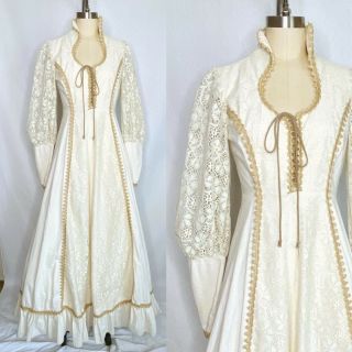 Vintage Gunne Sax Bridal Renaissance Gown Dress Sz M Medium Prairie Cottagecore