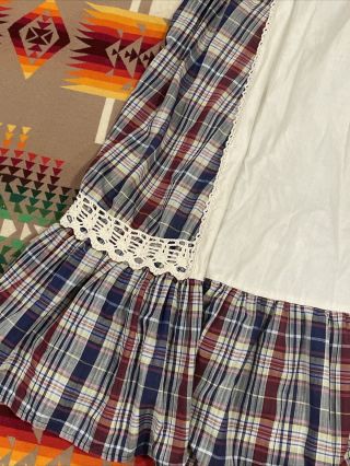 Vtg GUNNE SAX Dress Plaid Corset 70s Prairie Lace Flower Midi Holiday Size 5 2