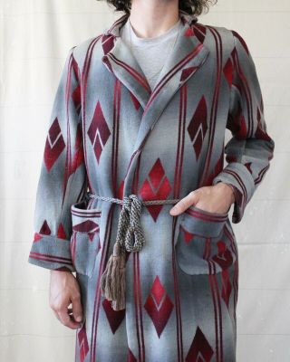 Vintage Cotton 1930’s 40’s Beacon Blanket Robe House Coat Ombre Vtg W/ Belt