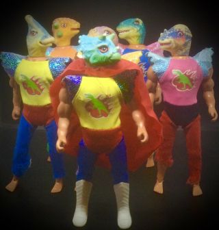 Uber Rare Vtg Htf The Magnificent Dino Warriors By Paco Mego Motu Complete Set