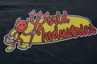 vintage 90s WORLD INDUSTRIES LOGO T SHIRT XL Corp Logo Devilman skateboard/punk 4