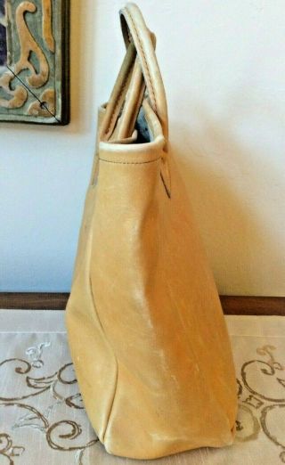 Vintage LL Bean Leather Tote Bag Shopper Brown Tan Freeport Maine Cursive Label 4