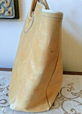 Vintage LL Bean Leather Tote Bag Shopper Brown Tan Freeport Maine Cursive Label 6