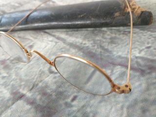 Antique solid 14k gold eyeglasses w/ case 2