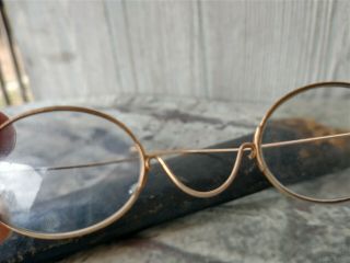 Antique solid 14k gold eyeglasses w/ case 5