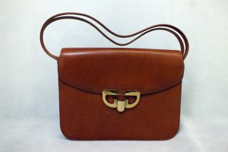 Vintage Authentic Gucci Saddle Bag Brown Leather Purse Hand Bag Italy
