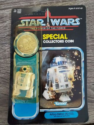 Vintage Star Wars 1985 Kenner R2 - D2 Pop - Up Lightsaber Potf Card Back Moc