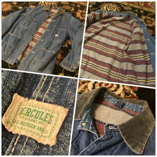 40’s/50’s Hercules Sears Roebuck Denim Blanket Lined Chore Coat Jacket Size M/l