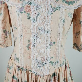 Gunne Sax Jessica Mcclintock Vintage Prairie Floral Light Pink Dress Size 9