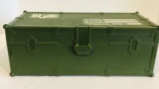 VINTAGE GI JOE ARMY MILITARY GREEN FOOT LOCKER TRUNK BOX WITH TOP TRAY & SOLDIER 3
