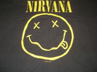 Vintage 1992 Nirvana Kurt Cobain Smiley Face T - Shirt Lg Made In Usa