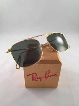 Vintage Ray Ban Bausch And Lomb W1698 Gold Vintage Rectangle Arista G15 Xlt 50mm