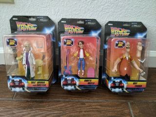 Neca Back To The Future Action Figure Set Marty Mcfly Biff Tannen Doc Brown