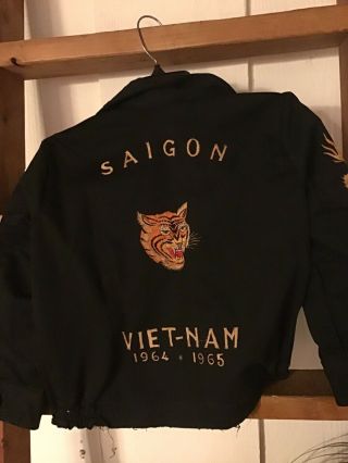 Vintage 60s Saigon Vietnam Womens Embroidered Tiger Jacket Hue Danang