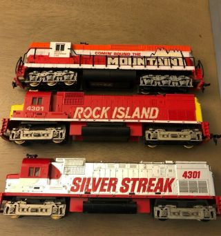 3 Tyco Ho Train Engine Rock Island 4301 Rocky Mountain 4301 Silver Streak