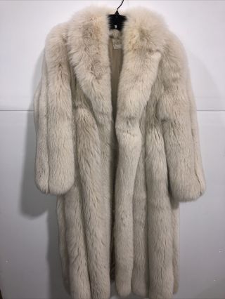 Phil Stupp Furs Women’s White Fox Fur Coat Size Large Vintage