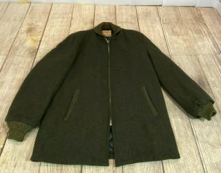 Vtg 50s 60s Lakeland Clicker Dark Green Wool Quilted Lined Car Coat Men 