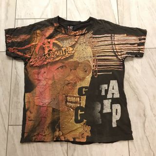 Vintage 1990s Aerosmith Get A Grip All Over Print Giant Distressed Sz Xl T Shirt