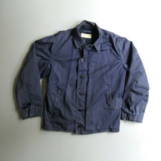 Vintage 1960s 60s Navy Blue Usn Deck Jacket Military Vtg Button Zip 40 R M