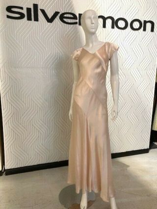 Gorgeous Vintage 1930s Pink Silk Bias Cut Gown
