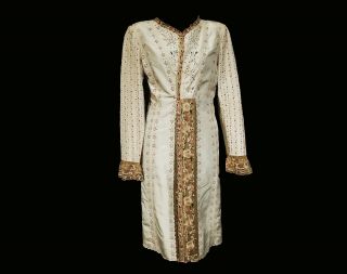 Size 10 Designer Silk Jacket With 18th Century Style - Ca.  2000 Oscar Delarenta