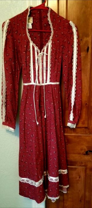 Vintage 1970s Gunne Sax Dress (by Jessica) Size 7 Midi - - With Pockets