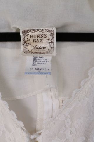 vintage 70s GUNNE SAX white cotton prairie peasant lace up dress gown 1970s sz 9 2