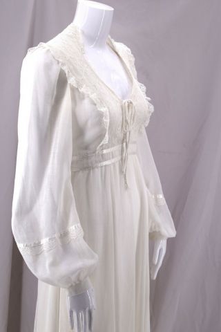 vintage 70s GUNNE SAX white cotton prairie peasant lace up dress gown 1970s sz 9 3