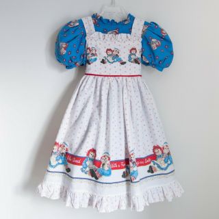 Vintage Daisy Kingdom Dress Raggedy Ann And Andy Pinafore Two Piece