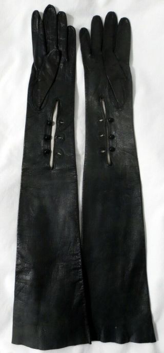 Supple Size 7,  22 Inch Vintage Long Kidskin Leather Opera Gloves