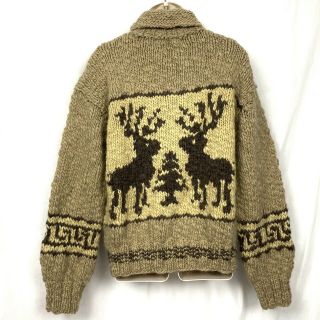 Polo Ralph Lauren L Hand Knit Wool Sweater Shawl Reindeer Deer Large Men Vintage 2
