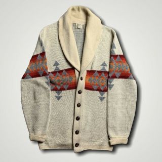 Vintage 70s Pendleton Aztec Navajo Native American Cardigan Wool Sweater Size Xl