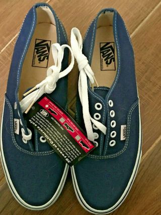 Vintage 1990s Vans Authentic Navy Canvas Shoes Made In Usa Size 11 Deadstock