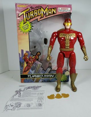 Talking Turbo Man Deluxe 13.  5 " Action Figure W/original Box Tiger Electronics