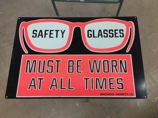 Vintage Safety Glasses Metal Sign 1950 