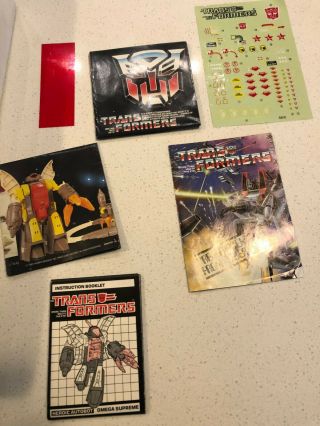 Transformers G1 1985 Omega Supreme Complete w/ Box sticker sheet 2