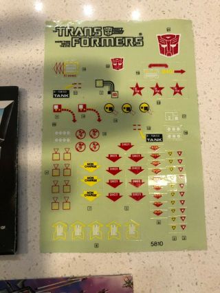 Transformers G1 1985 Omega Supreme Complete w/ Box sticker sheet 3
