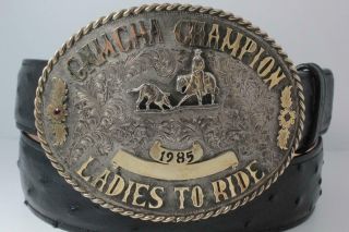 Vintage Sterling Silver (. 925) Cowboy Trophy Belt Buckle